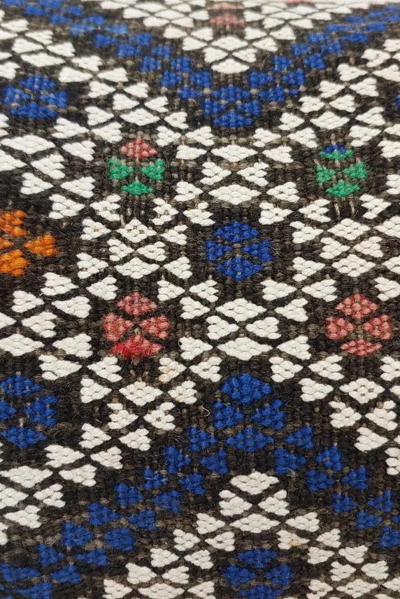 Moroccan Vintage Lumbar Cushion - From Beni Mguild Tribe. Decorative Blue Wool Pillow. Bohemian Style. MoroccanBazzArts