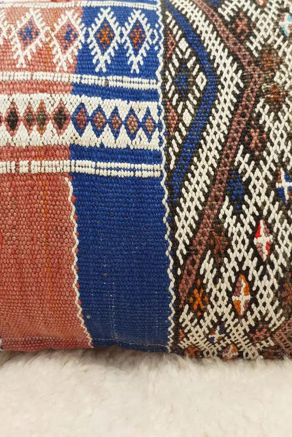 Moroccan Kilim Pillow Cover, Berber Blue Kilim Pillow, Moroccan Pillow, Handmade Wool Pillow, Decorative Pillow Case. MoroccanBazzArts