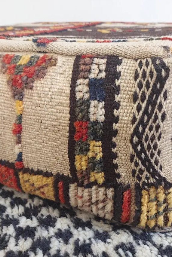 Vintage Moroccan Pouf Handmade Taznakht Rug Floor Cushion Berber Ottoman Boho Home Decor Upcycled Moroccan Rug Pouf MoroccanBazzArts