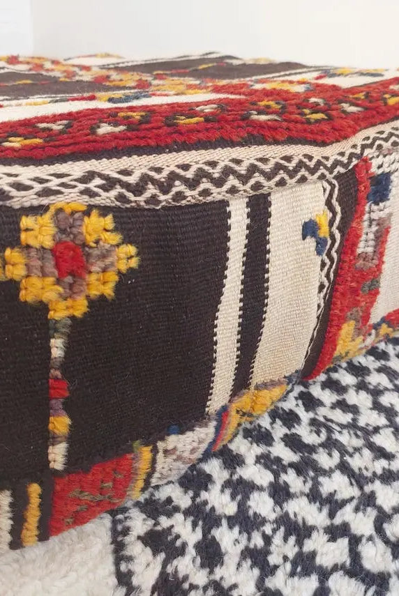 Vintage Moroccan Pouf, Handmade Taznakht Rug Pouf, Berber Floor Cushion, Boho Ottoman, Upcycled Moroccan Home Décor MoroccanBazzArts