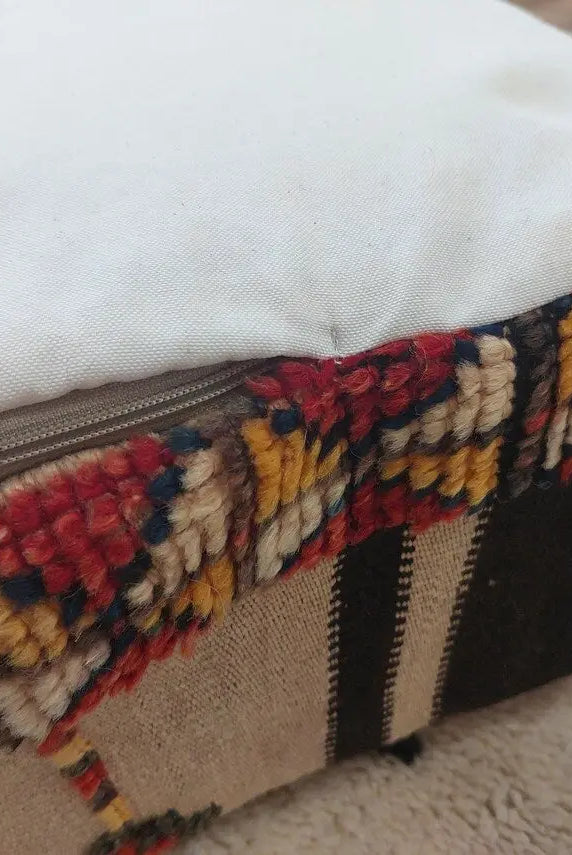 Vintage Moroccan Pouf, Handmade Taznakht Rug Pouf, Berber Floor Cushion, Boho Ottoman, Upcycled Moroccan Home Décor MoroccanBazzArts