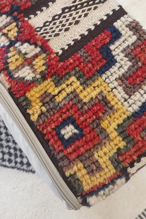 Vintage Moroccan Pouf, Handmade Taznakht Rug Pouf, Berber Floor Cushion, Boho Ottoman, Upcycled Moroccan Home Décor MoroccanBazzArts