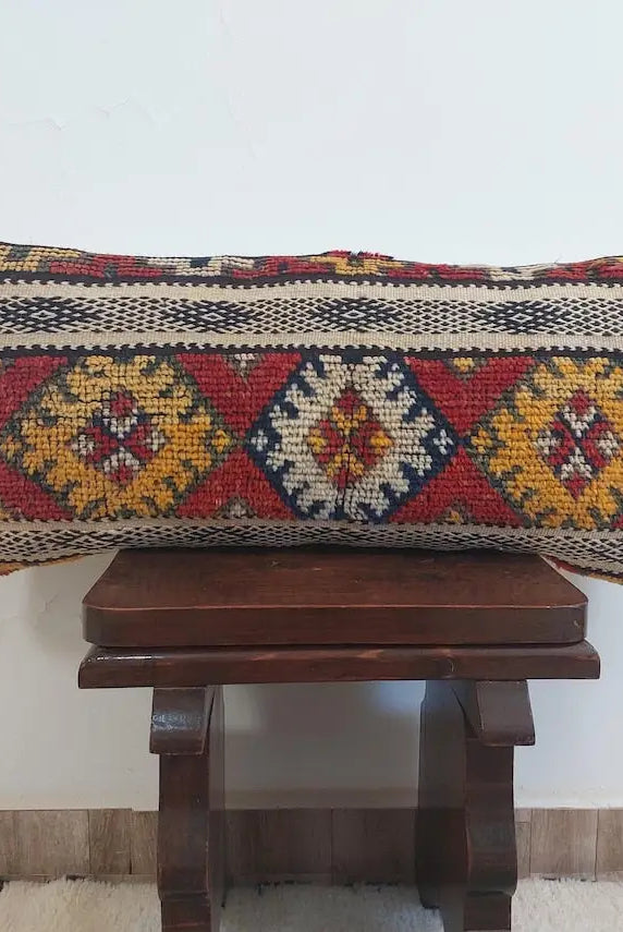 Handmade Taznakht Lumbar Pillow, Vintage Moroccan Rug Cushion Cover, Berber Boho Pillow, Upcycled Moroccan Home Décor MoroccanBazzArts