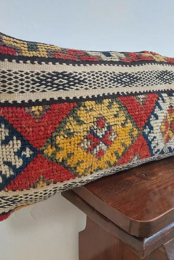 Handmade Taznakht Lumbar Pillow, Vintage Moroccan Rug Cushion Cover, Berber Boho Pillow, Upcycled Moroccan Home Décor MoroccanBazzArts