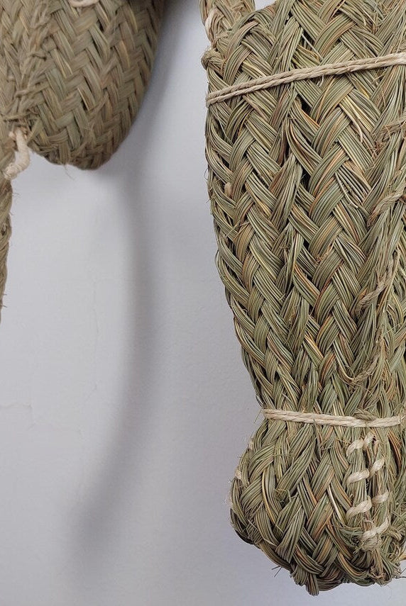 Set Of 3 Handwoven Bull , Elephant , Donkey Heads Wall Hanging – Custom Rattan Wall Art, Boho Nursery Decor, Moroccan Palm Leaf Animal Head MoroccanBazzArts