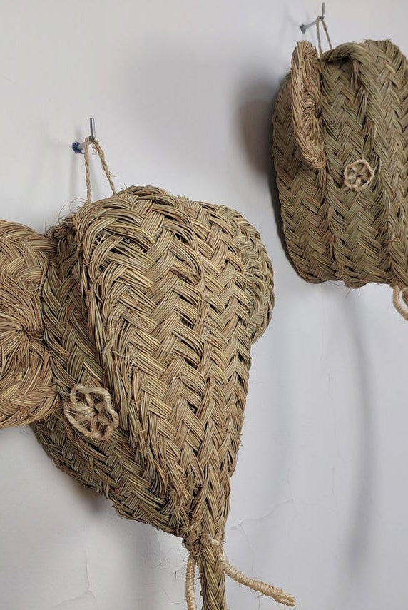 Set of two Handwoven elephant Head Wall Hanging – Custom Rattan Wall Art, Boho Nursery Decor, Moroccan Palm Leaf Animal Head MoroccanBazzArts