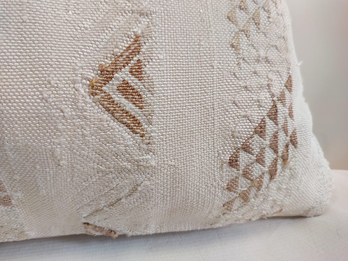 Handmade Moroccan Lumbar Cactus Silk Pillow Cover - Decorative Sabra Cushion for Home Decor (13x32 in) MoroccanBazzArts