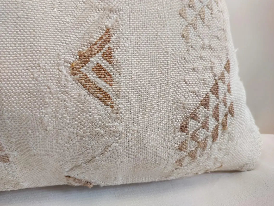 Handmade Moroccan Lumbar Cactus Silk Pillow Cover - Decorative Sabra Cushion for Home Decor (13x32 in) MoroccanBazzArts