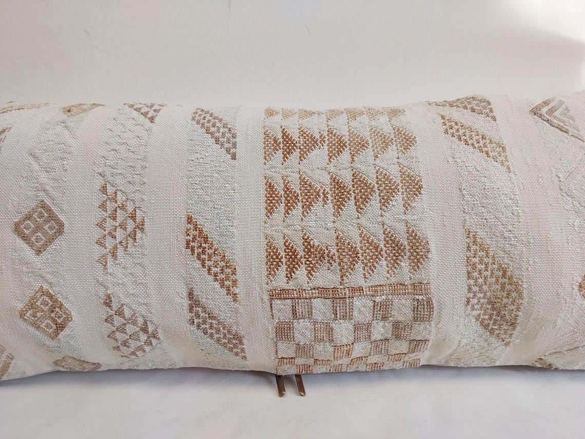 Handmade Moroccan Lumbar Cactus Silk Pillow Cover - Decorative Sabra Cushion for Home Decor (13x32 in) MoroccanBazzArts