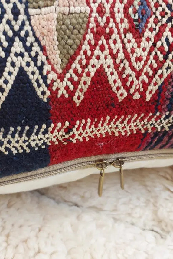 Vintage Moroccan Kilim Floor Pouf: Handmade Berber Wool Cushion Ottoman For Boho Home Decor MoroccanBazzArts