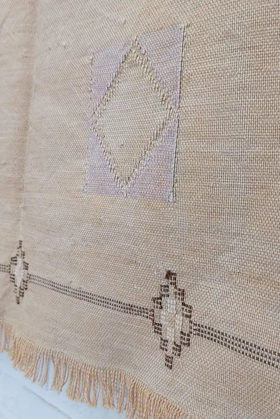 Vintage Moroccan Cactus Silk Rug, Faded Yellow Sabra Rug 4x7 ft, Handmade Boho Carpet, Natural Dye Vintage Textile, Ready to Ship MoroccanBazzArts