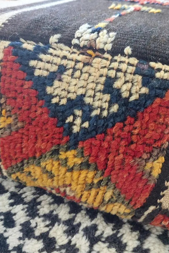 Vintage Moroccan Pouf Handmade Taznakht Rug Floor Cushion Berber Ottoman Boho Home Decor Upcycled Moroccan Rug Pouf MoroccanBazzArts
