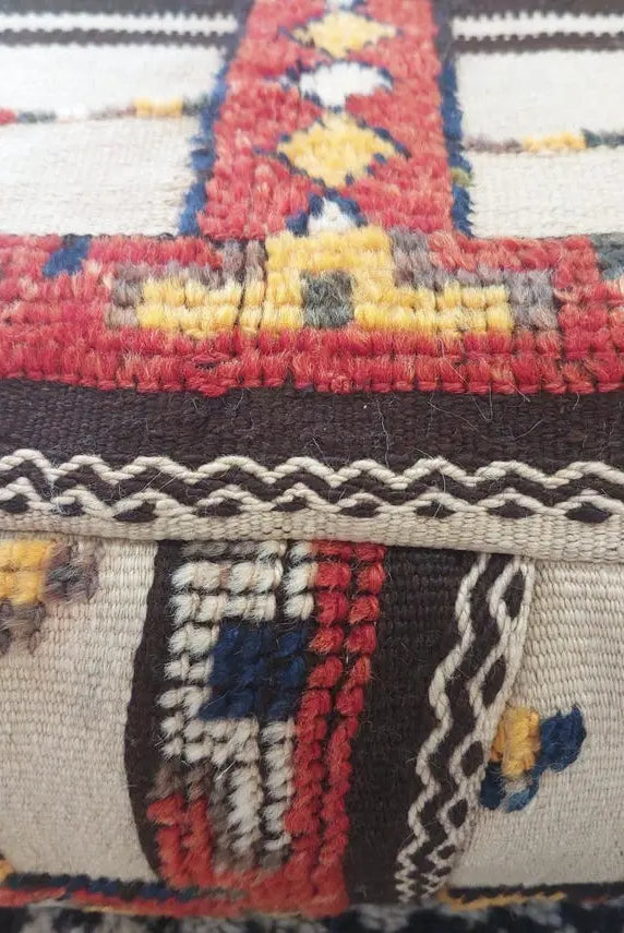 Vintage Moroccan Pouf Handmade Taznakht Rug Floor Cushion Berber Ottoman Boho Home Decor Upcycled Moroccan Rug Pouf MoroccanBazzArts