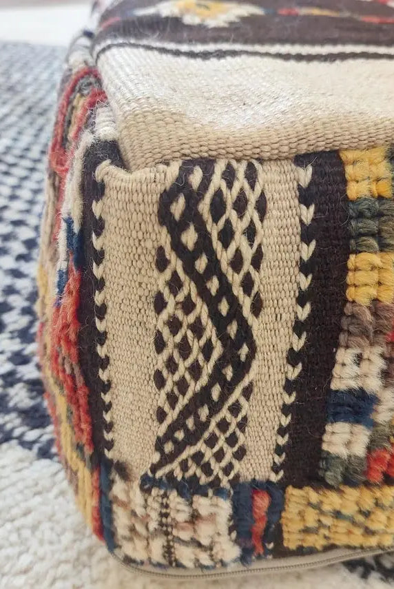 Vintage Moroccan Pouf, Handmade Taznakht Rug Pouf, Berber Floor Cushion, Boho Ottoman, Upcycled Moroccan Home Décor MoroccanBazzArts