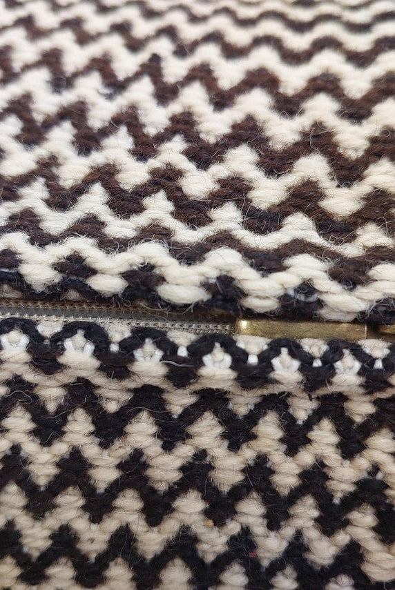 Vintage Zanafi Bolster Pillow 9"X22" , Handmade Moroccan Wool Cushion, Black And White Tribal Boho Decor, Rug Pillow With Zipper MoroccanBazzArts