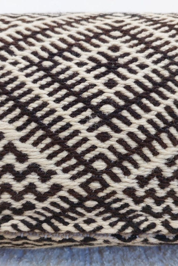 Vintage Zanafi Bolster Pillow 9"X22" , Handmade Moroccan Wool Cushion, Black And White Tribal Boho Decor, Rug Pillow With Zipper MoroccanBazzArts