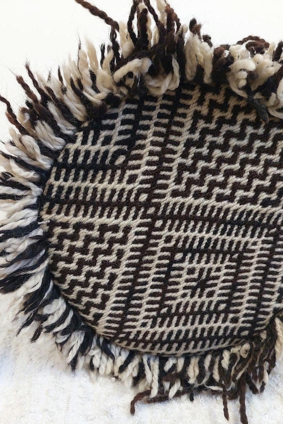 Vintage Zanafi Bolster Pillow 9"X22" , Handmade Moroccan Wool Cushion, Black And White Tribal Boho Decor, Rug Pillow With Zipper MoroccanBazzArts