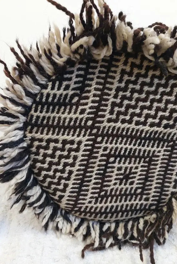 Vintage Zanafi Bolster Pillow 9"X22" , Handmade Moroccan Wool Cushion, Black And White Tribal Boho Decor, Rug Pillow With Zipper MoroccanBazzArts