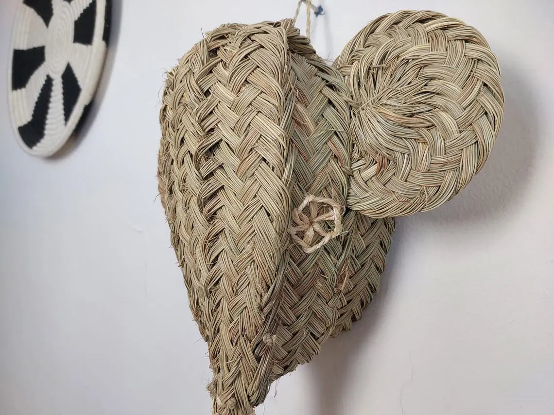 Set of two Handwoven elephant Head Wall Hanging – Custom Rattan Wall Art, Boho Nursery Decor, Moroccan Palm Leaf Animal Head MoroccanBazzArts