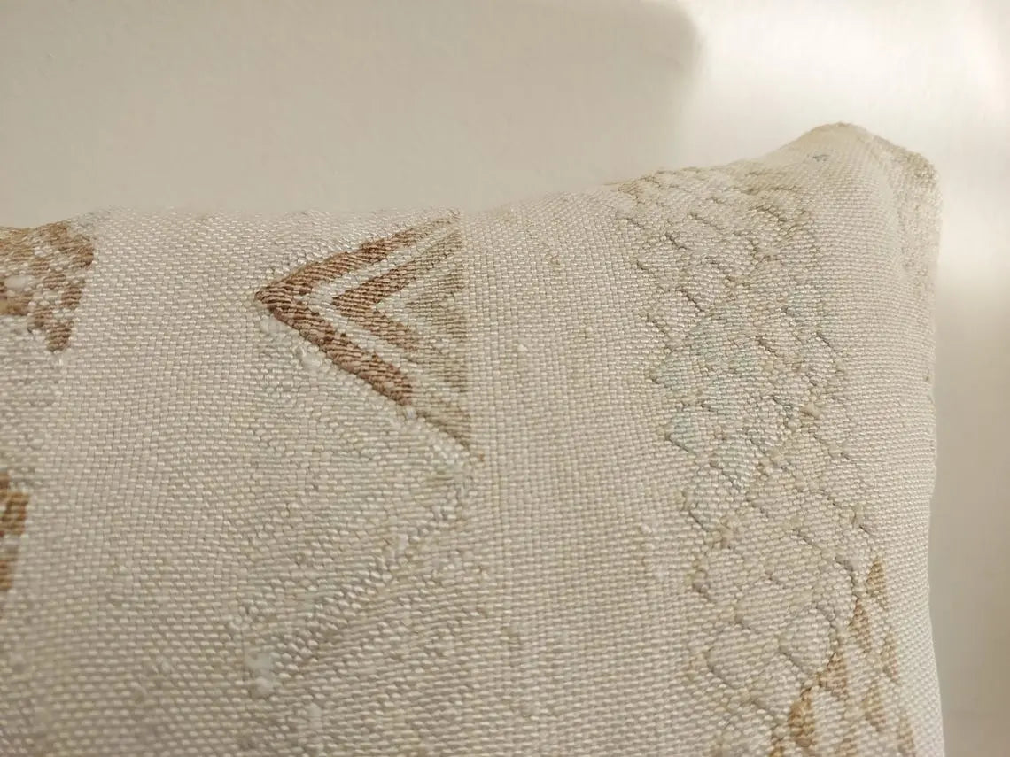 Handmade Moroccan Lumbar Cactus Silk Pillow Cover - Decorative Sabra Cushion for Home Decor (13x32 in) MoroccanBazzArts