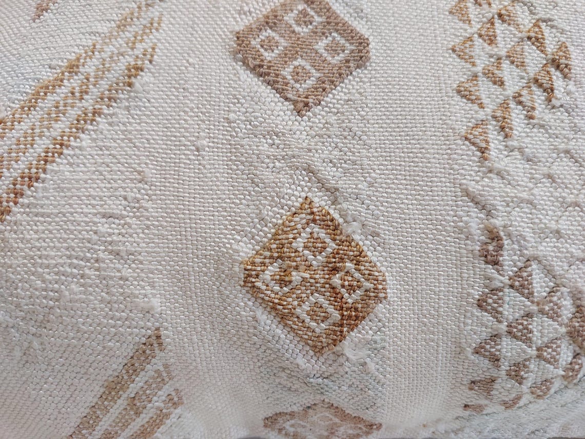 Handmade Moroccan Lumbar Cactus Silk Pillow Cover - Decorative Sabra Cushion for Home Decor (13x32 in) MoroccanBazzArts