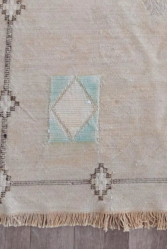 Vintage Moroccan Cactus Silk Rug, Faded Yellow Sabra Rug 4x7 ft, Handmade Boho Carpet, Natural Dye Vintage Textile, Ready to Ship MoroccanBazzArts