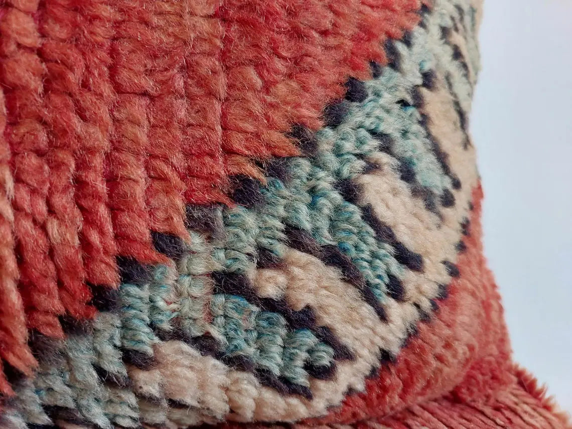 Vintage Boujaad Wool Cushion - Handmade Moroccan Tribal green Pillow Case MoroccanBazzArts