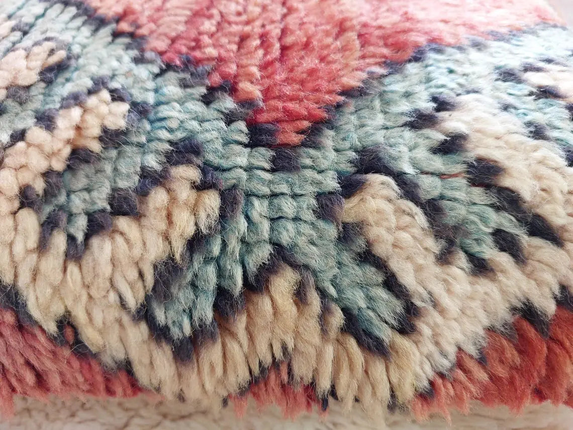 Vintage Boujaad Wool Cushion - Handmade Moroccan Tribal green Pillow Case MoroccanBazzArts