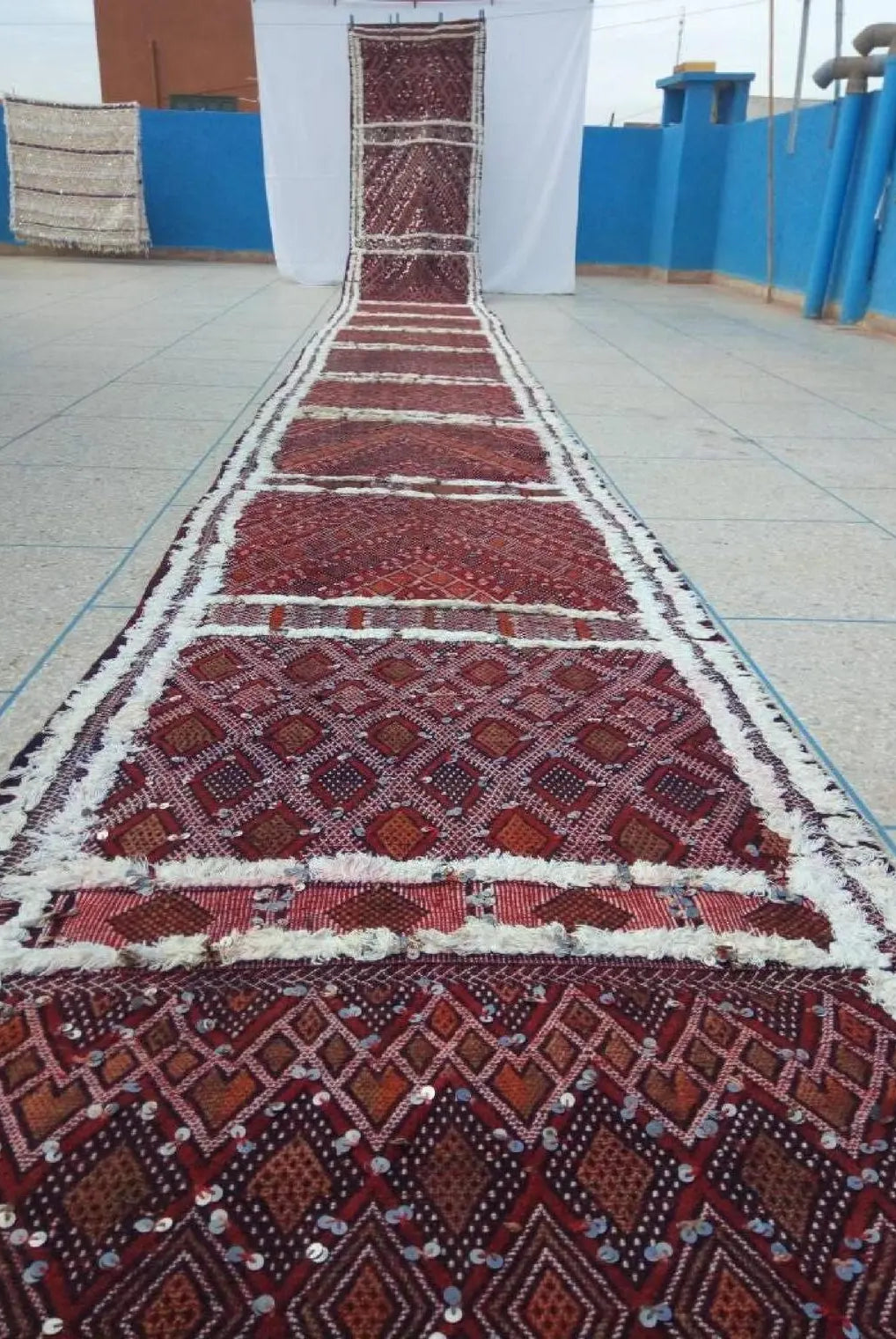 Berber Protector Rug Beni Mtir Runner: 30ft Wool, Handmade Moroccan Abstract Pattern Carpet for Hallway or Entryway MoroccanBazzArts