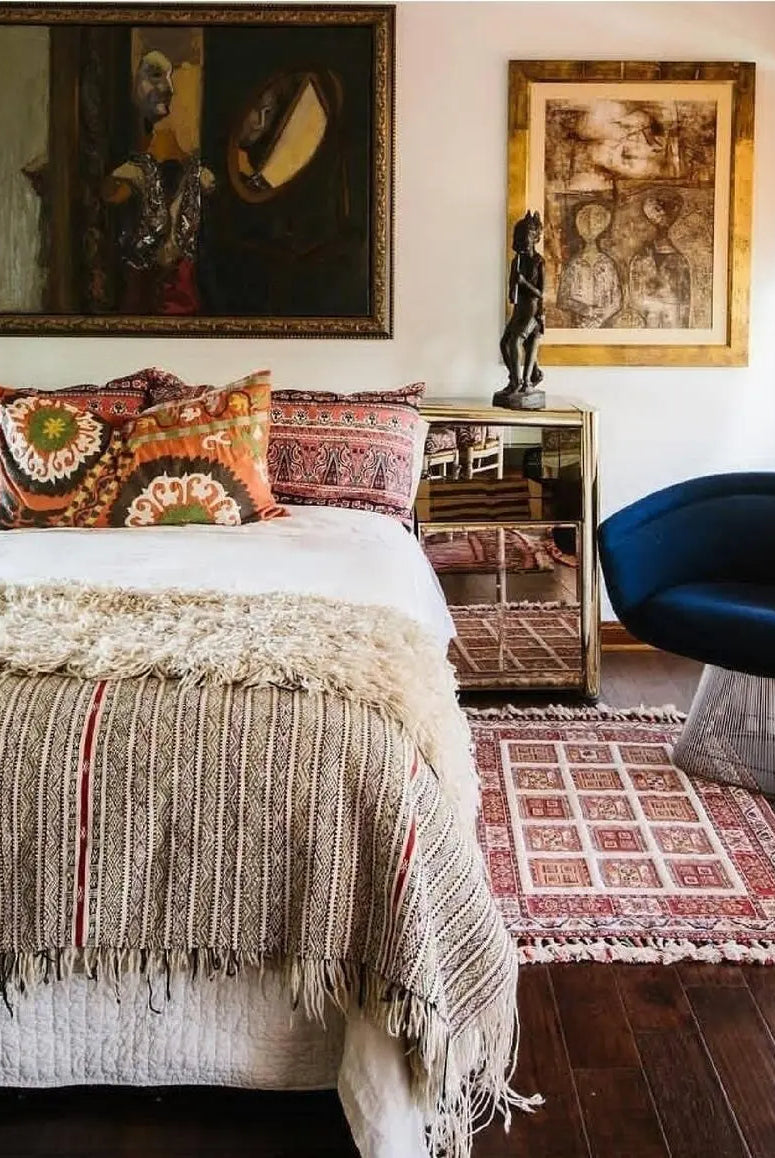 Beni Ourain Blanket Wool: Vintage Moroccan Handira, Authentic Berber Tribal Textile, Tassel Decor MoroccanBazzArts