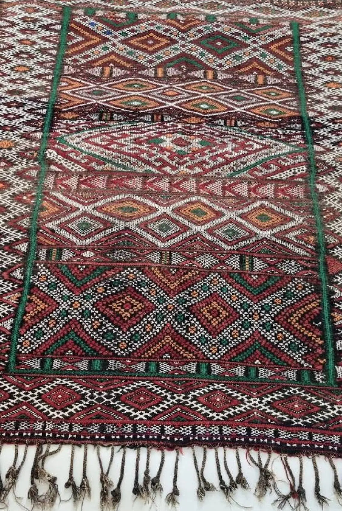 Berber wall decor , Moroccan Kilim Hanbel Rug Wool: Handmade Berber Flatweave Colorful Wall or Floor Decor MoroccanBazzArts