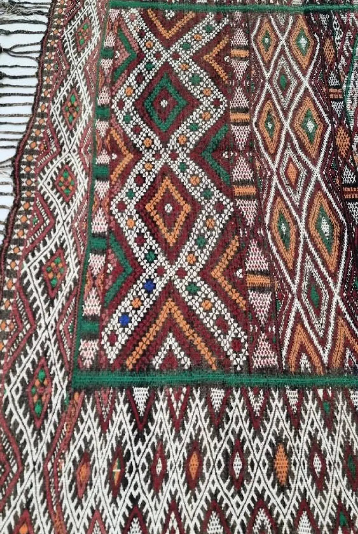Berber wall decor , Moroccan Kilim Hanbel Rug Wool: Handmade Berber Flatweave Colorful Wall or Floor Decor MoroccanBazzArts