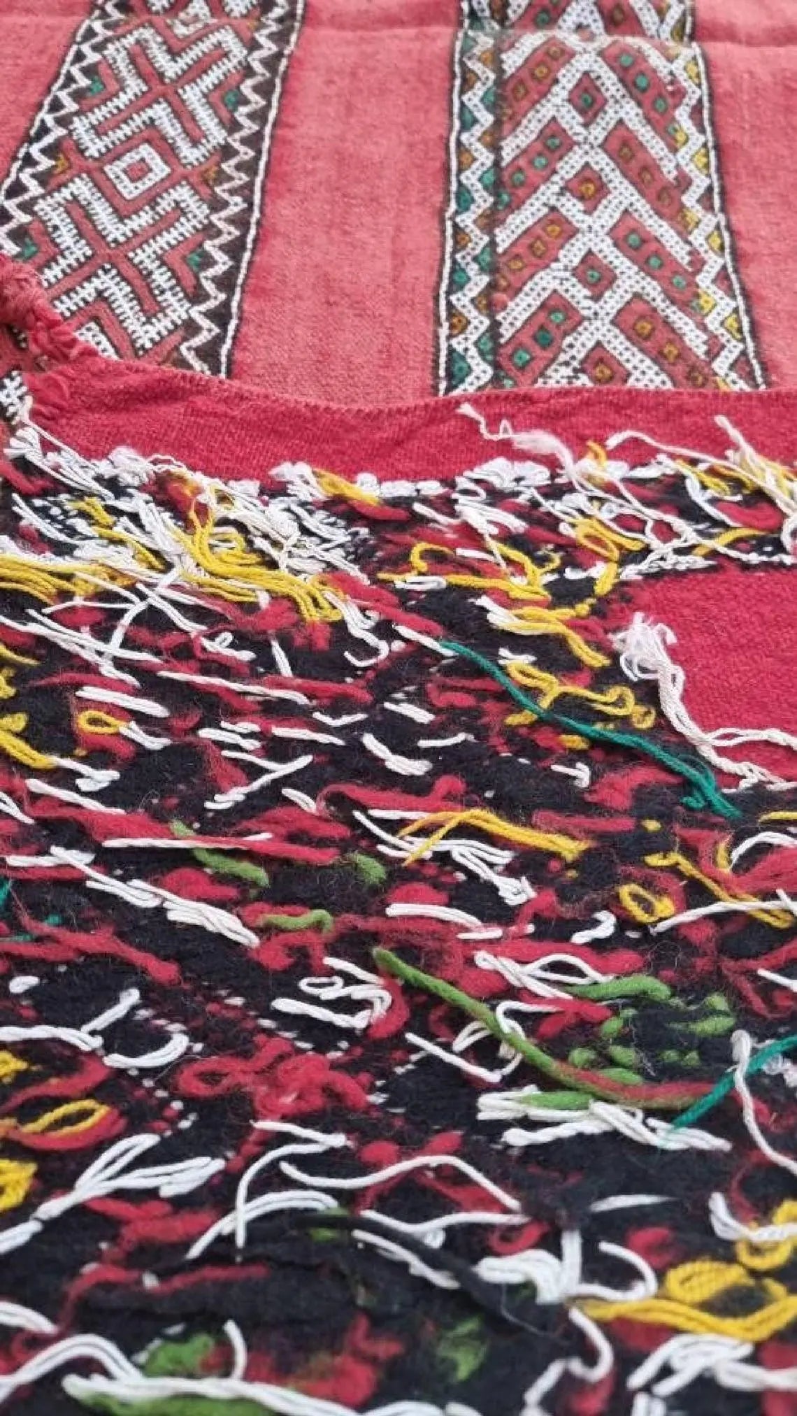 Moroccan Stripe Rug Red Ivory Wool 10'x5'6 Geometric Flatweave Kilim Pattern MoroccanBazzArts