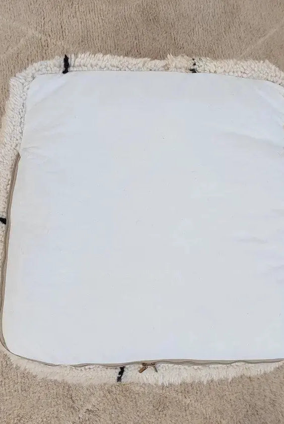 Moroccan Pouf Wool Floor Cushion: Handmade Beni Ourain Ottoman, Vintage Bohemian Wool Seat MoroccanBazzArts