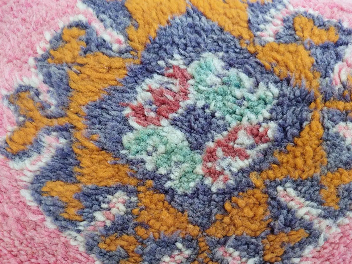 Vintage Pretty Wool Cushion - Handmade Moroccan Tribal Pink Pillow Case MoroccanBazzArts