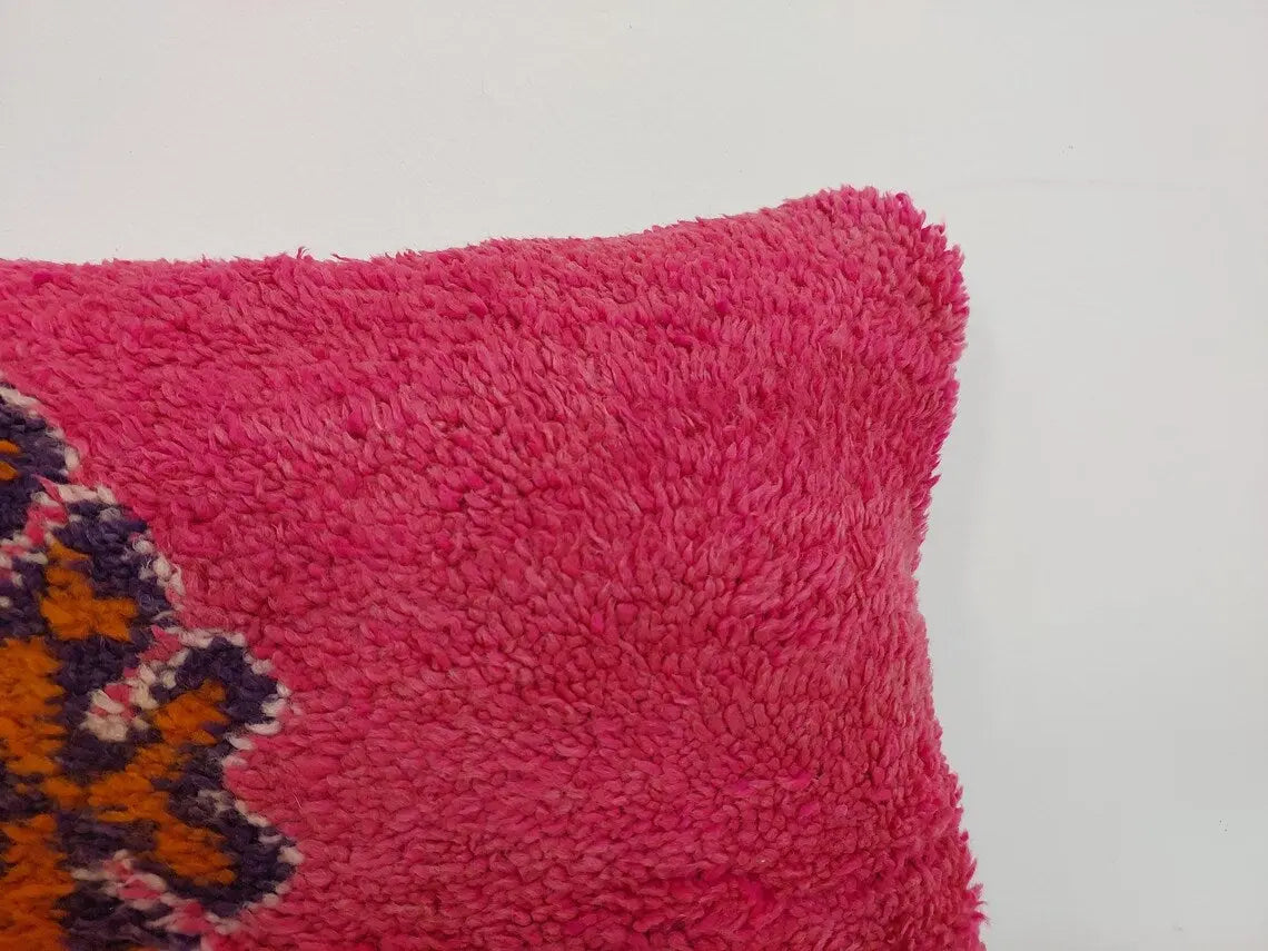 Vintage Pretty Wool Cushion - Handmade Moroccan Tribal Fuchsia Pillow Case MoroccanBazzArts