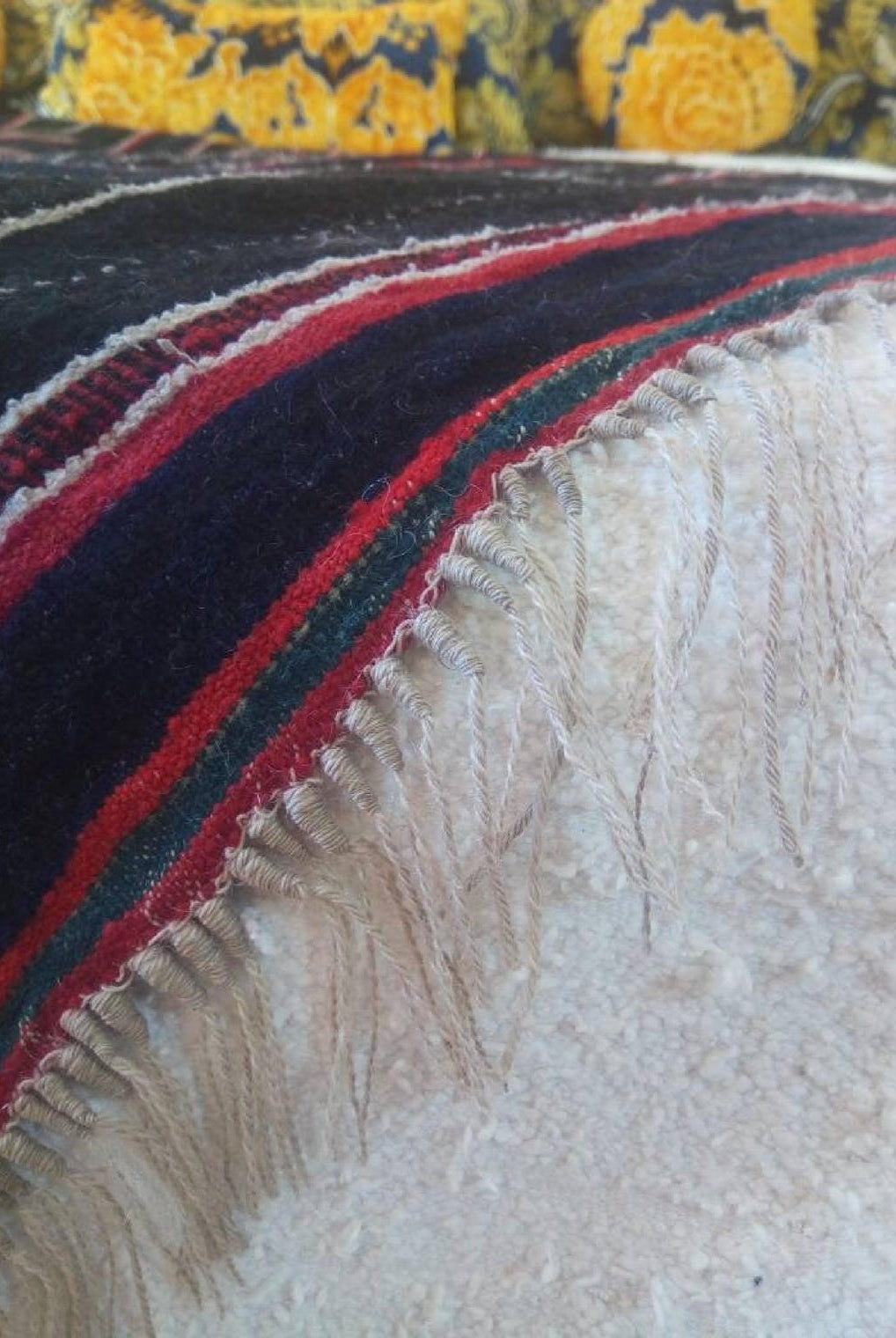 Berber Shawl Gift Wool Cape: Striped Vintage Moroccan Handwoven Blanket MoroccanBazzArts