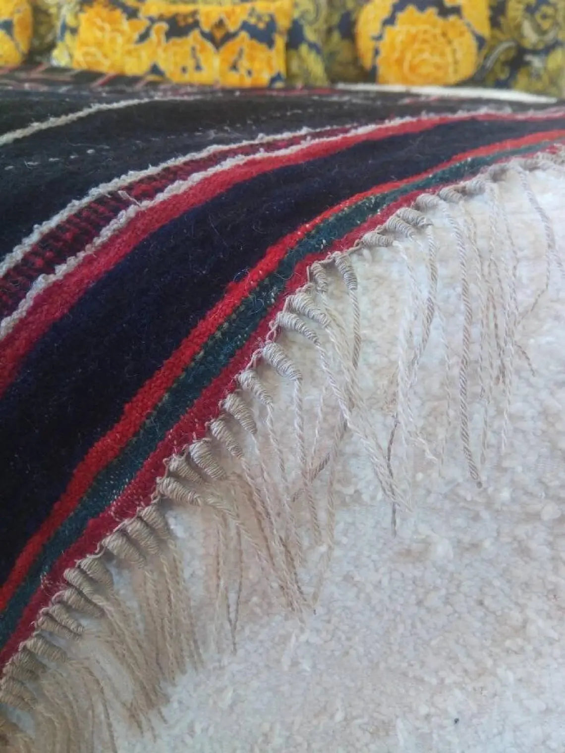 Berber Shawl Gift Wool Cape: Striped Vintage Moroccan Handwoven Blanket MoroccanBazzArts