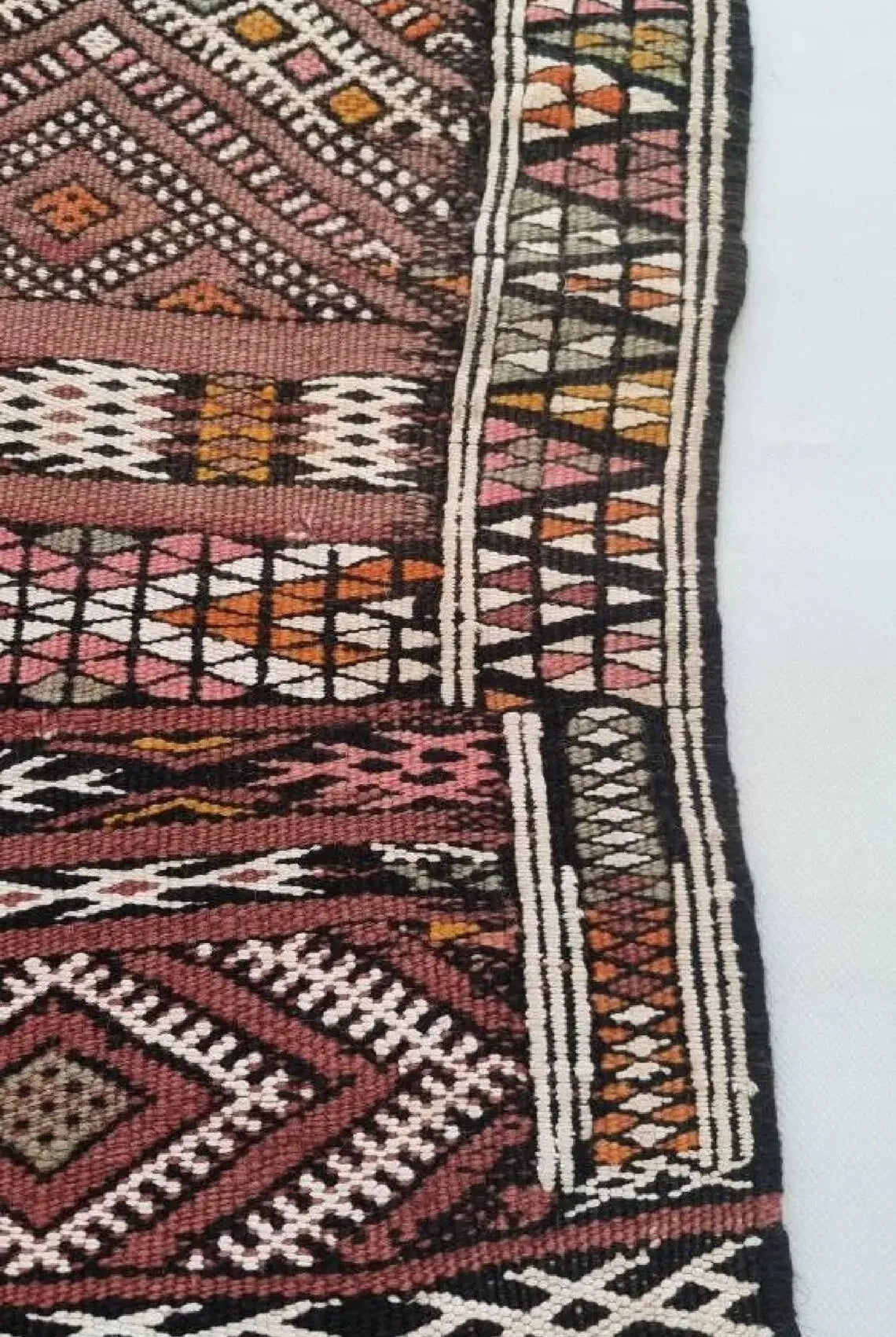 Zemmour Berber Rug Wool 5x8: Geometric Moroccan Flatweave, Colorful Boho Decor MoroccanBazzArts