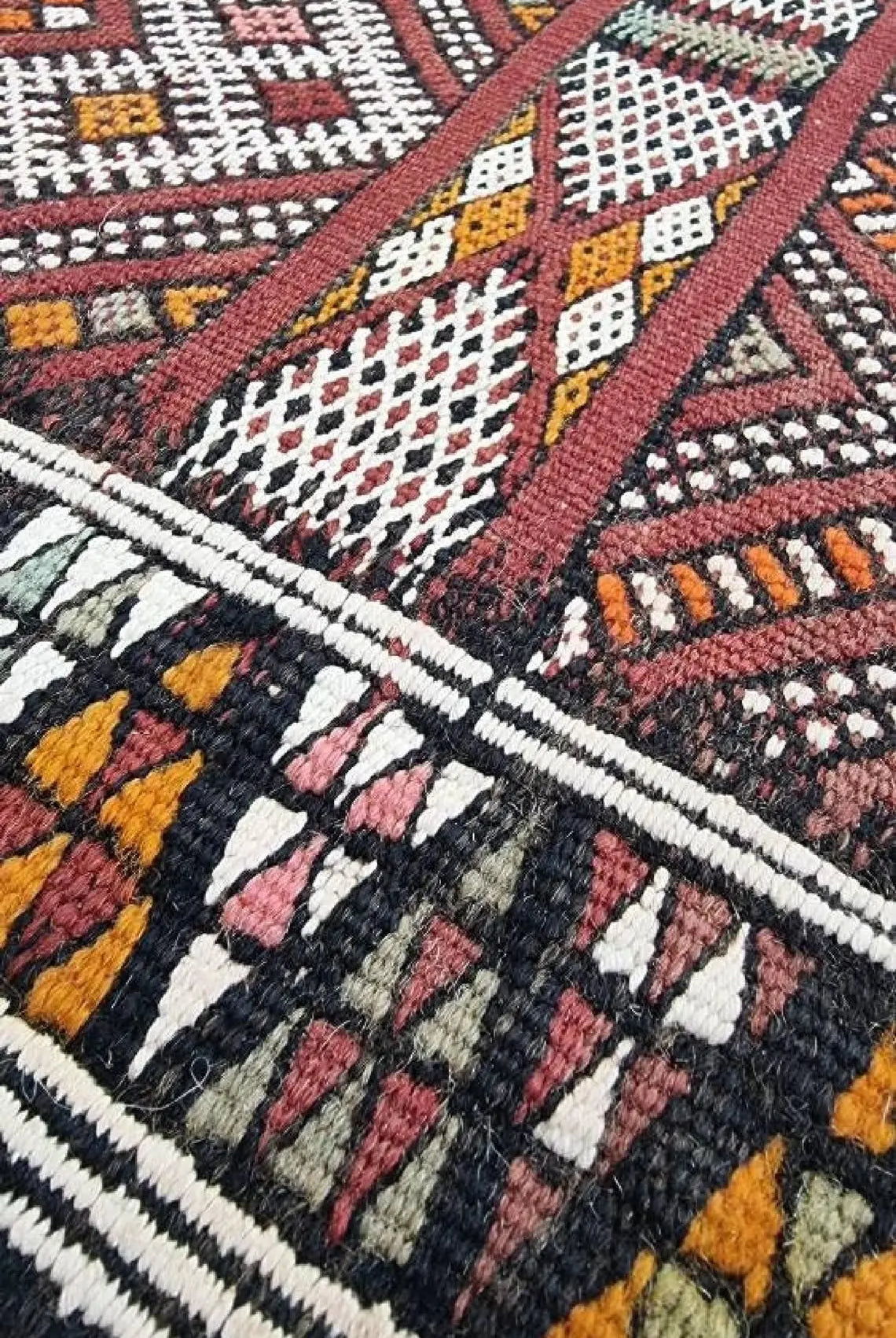 Zemmour Berber Rug Wool 5x8: Geometric Moroccan Flatweave, Colorful Boho Decor MoroccanBazzArts