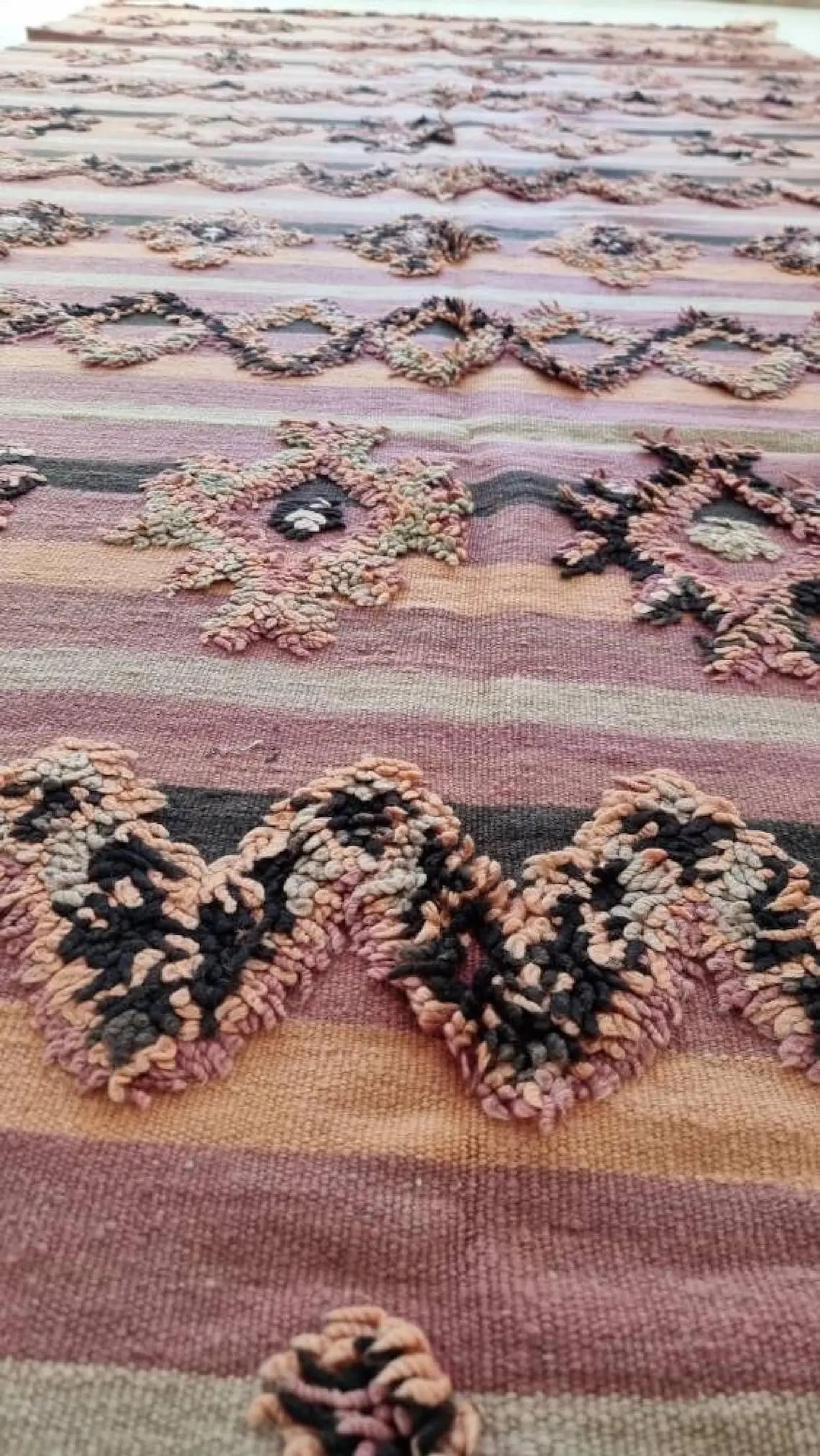 Talsint Carpet Wool Rug: Large Vintage Moroccan Berber Flatweave 12'1 x 5'9 MoroccanBazzArts