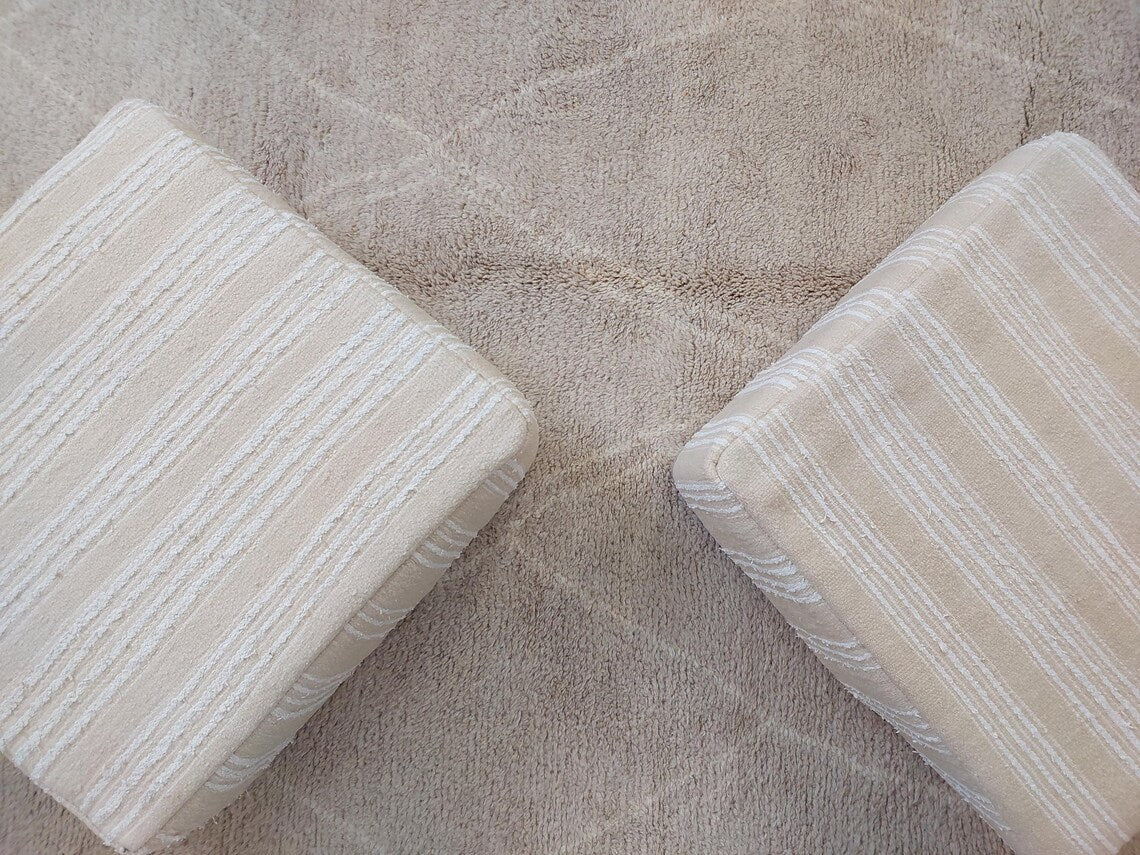 Handmade Moroccan Kilim Pouf , Neutral Berber Wool Ottoman , Flatweave Kilim Poufs, Bohemian Home Decor MoroccanBazzArts