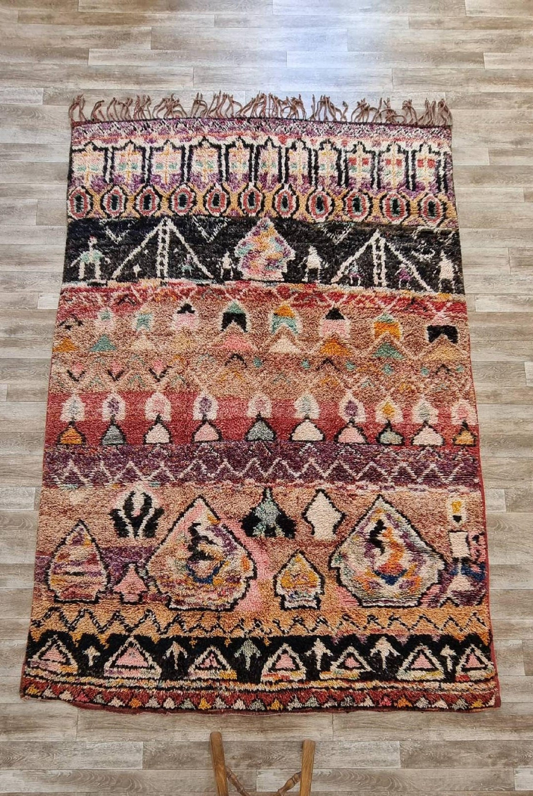 Moroccan Wool Rug 6'3"X8'10" Colorful Geometric Berber Wool Carpet MoroccanBazzArts