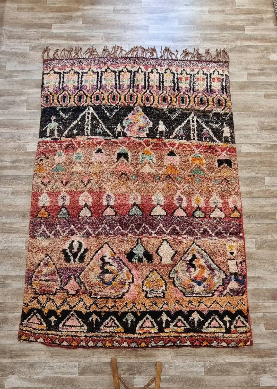 Moroccan Wool Rug 6'3"X8'10" Colorful Geometric Berber Wool Carpet MoroccanBazzArts