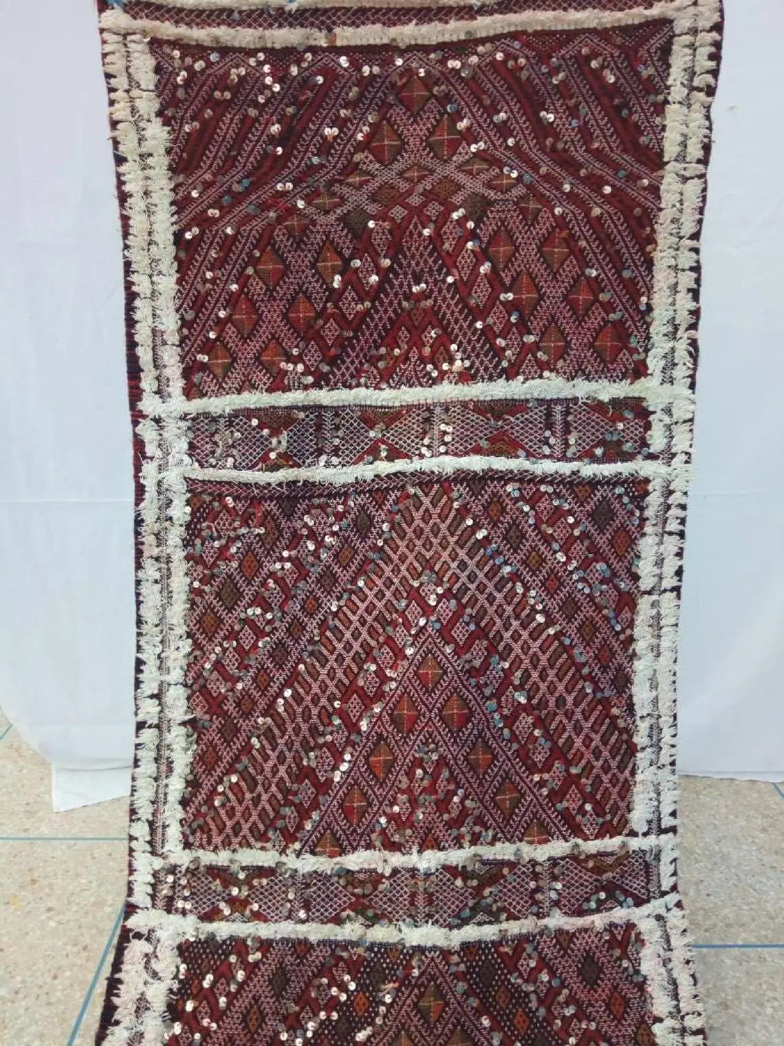 Berber Protector Rug Beni Mtir Runner: 30ft Wool, Handmade Moroccan Abstract Pattern Carpet for Hallway or Entryway MoroccanBazzArts
