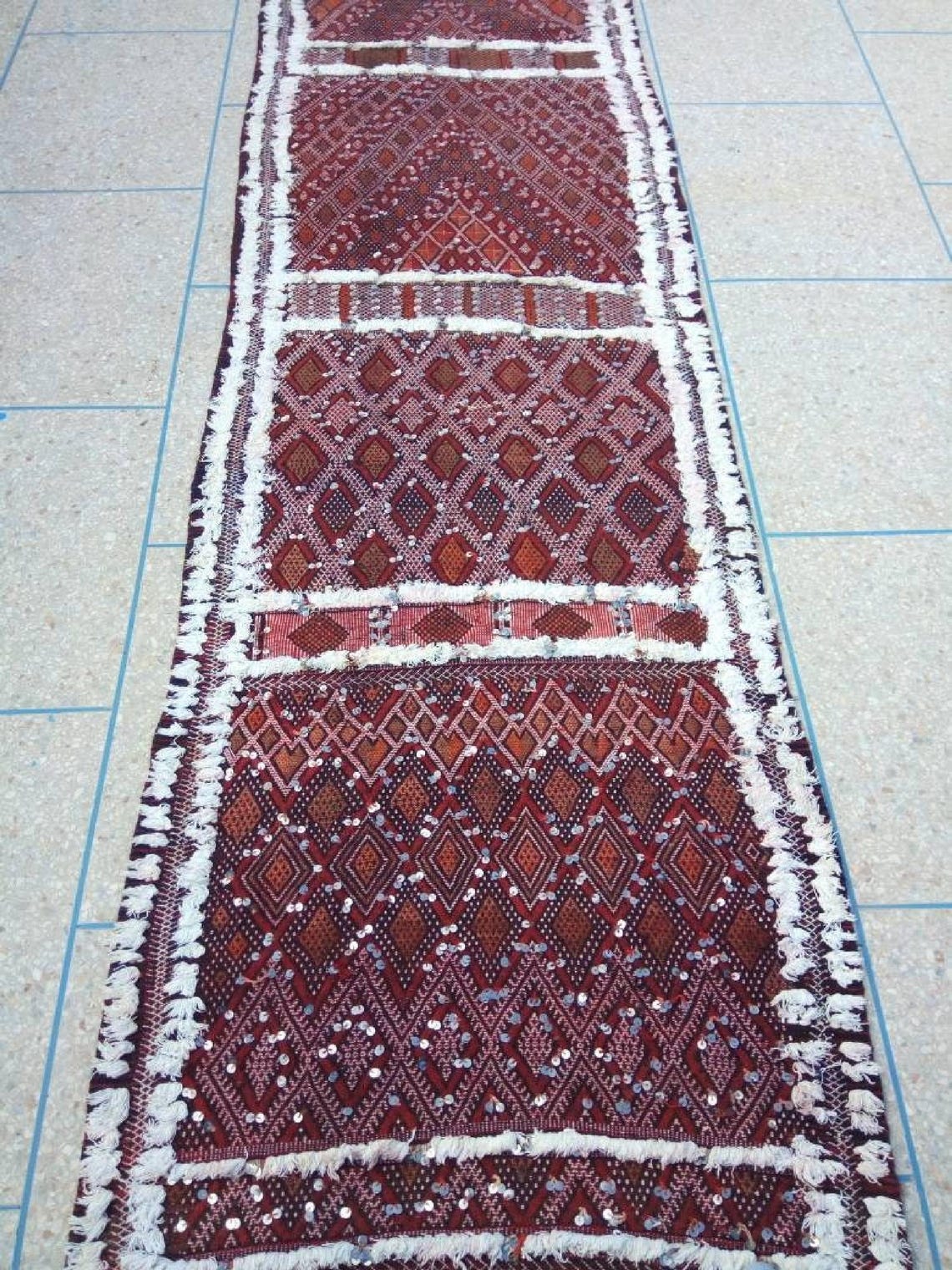Berber Protector Rug Beni Mtir Runner: 30ft Wool, Handmade Moroccan Abstract Pattern Carpet for Hallway or Entryway MoroccanBazzArts