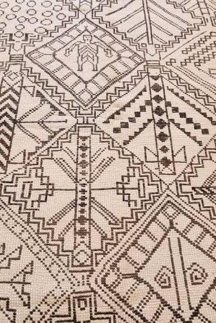 Beni Ourain Moroccan Wool Rug: Large Handwoven Geometric Ivory Brown Area Decor MoroccanBazzArts
