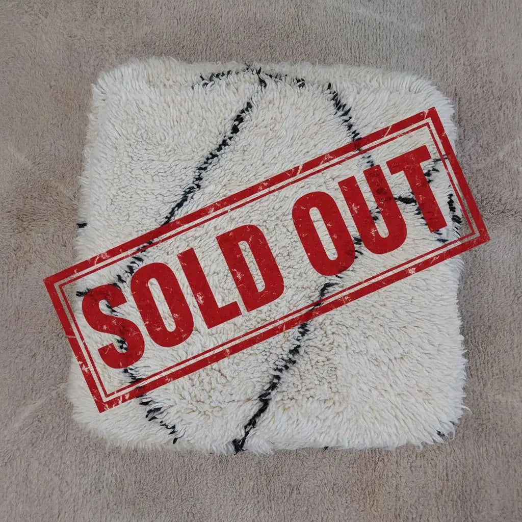 Moroccan Pouf Wool Floor Cushion: Handmade Beni Ourain Ottoman, Vintage Bohemian Wool Seat MoroccanBazzArts