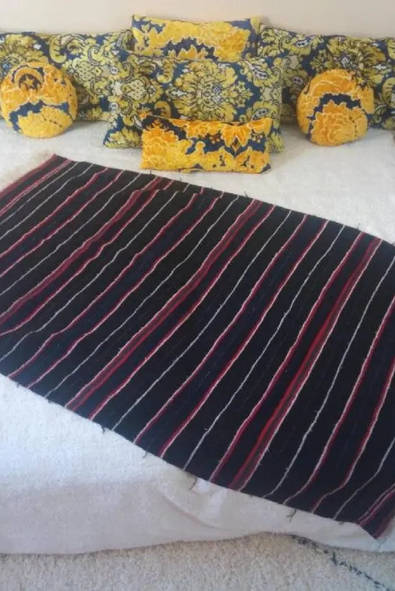 Berber Shawl Gift Wool Cape: Striped Vintage Moroccan Handwoven Blanket MoroccanBazzArts