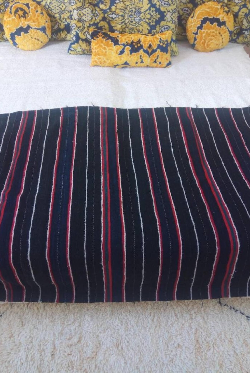 Berber Shawl Gift Wool Cape: Striped Vintage Moroccan Handwoven Blanket MoroccanBazzArts